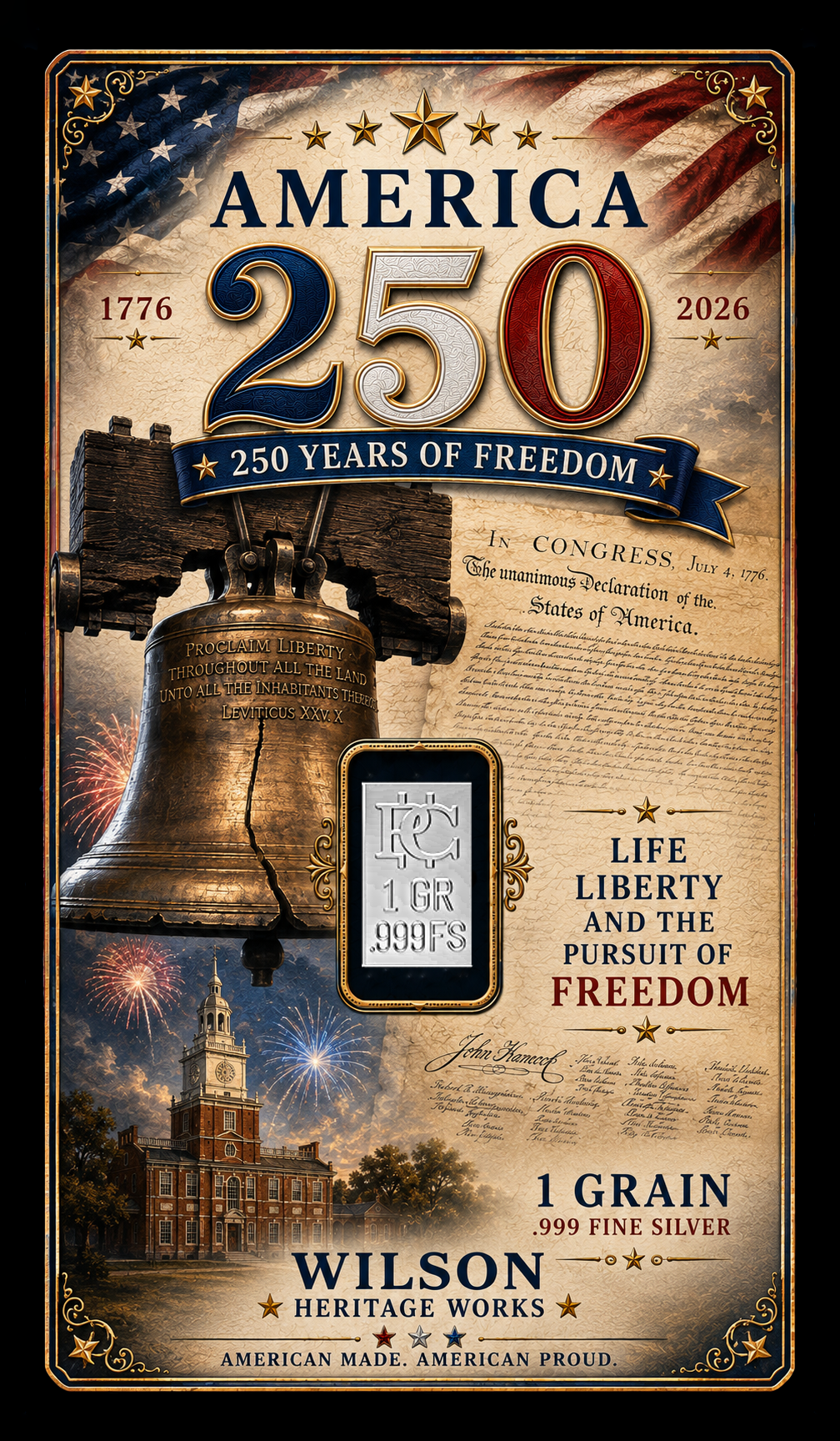 250th Anniversary Liberty Bell Silver Card - Front