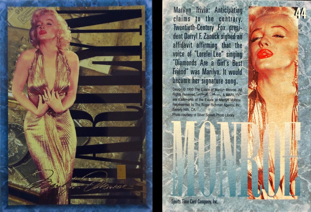 Marilyn Monroe 1993 Gold Trading Card 1/4 Grain .999 Gold - Choose Your Card