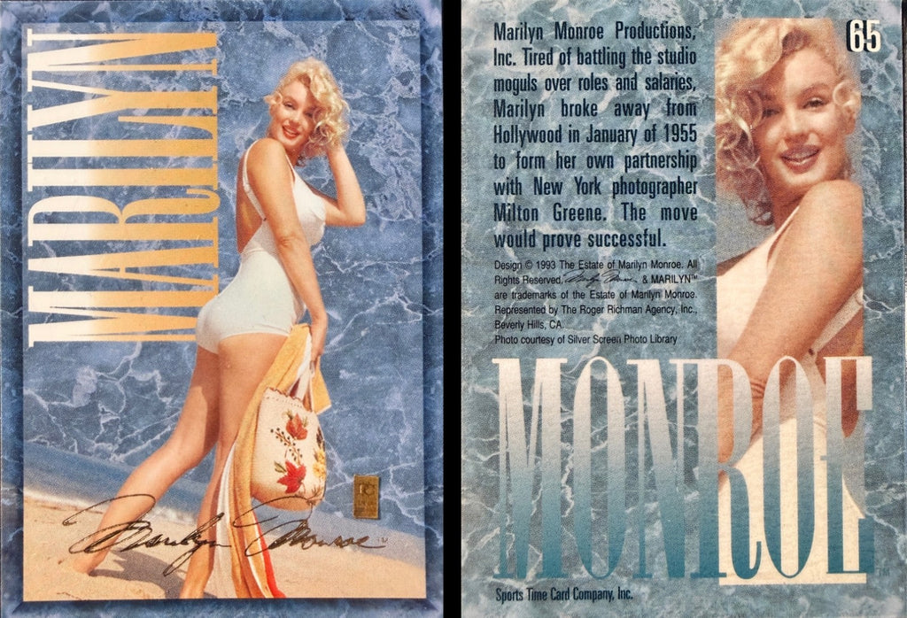 Marilyn Monroe 1993 Gold Trading Card 1/4 Grain .999 Gold - Choose Your Card