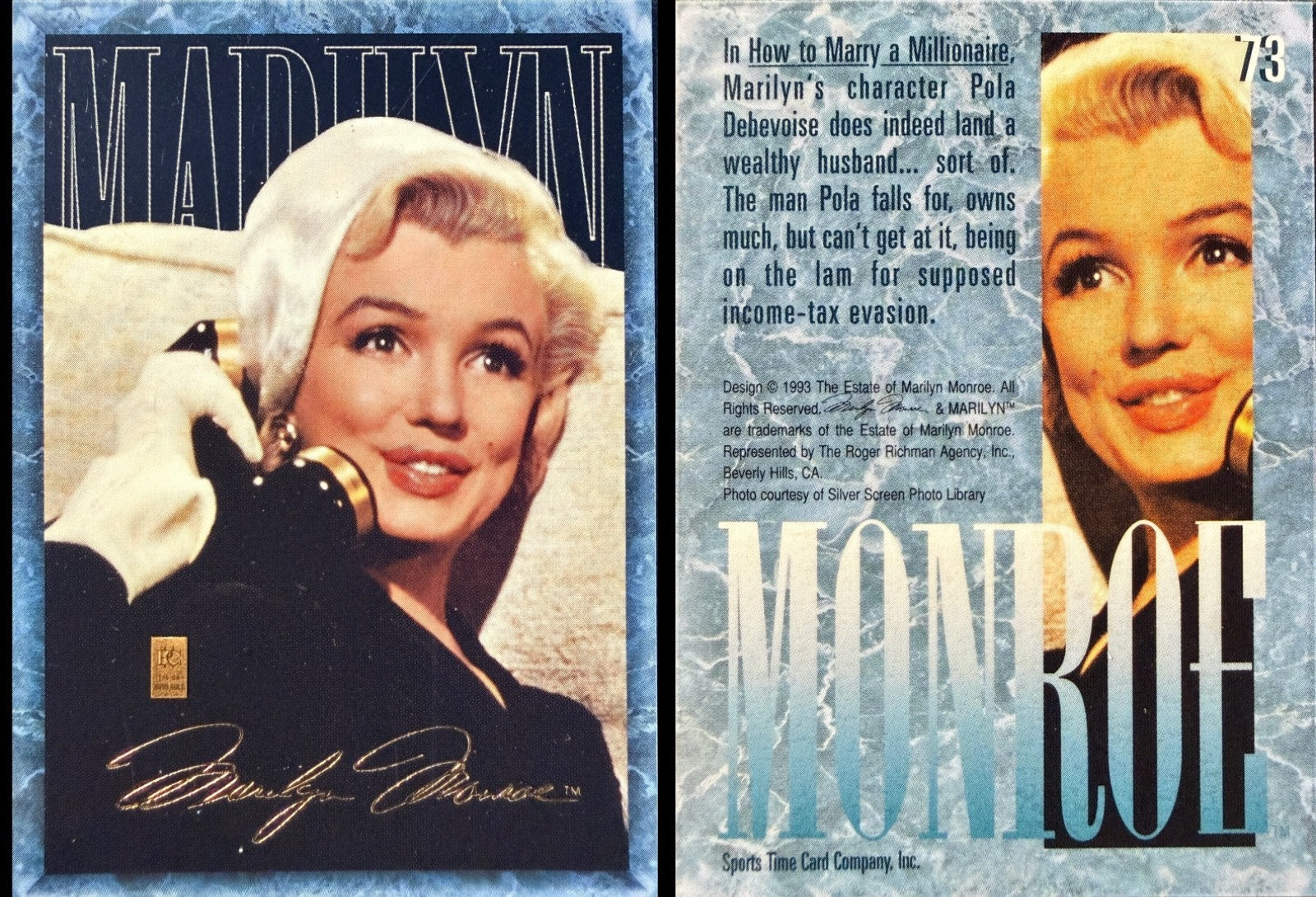Marilyn Monroe 1993 Gold Trading Card 1/4 Grain .999 Gold - Choose Your Card