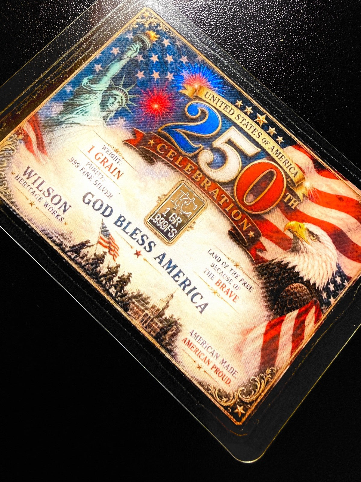 🇺🇸 Liberty 1 Grain Silver Card – America 250 Edition 🇺🇸