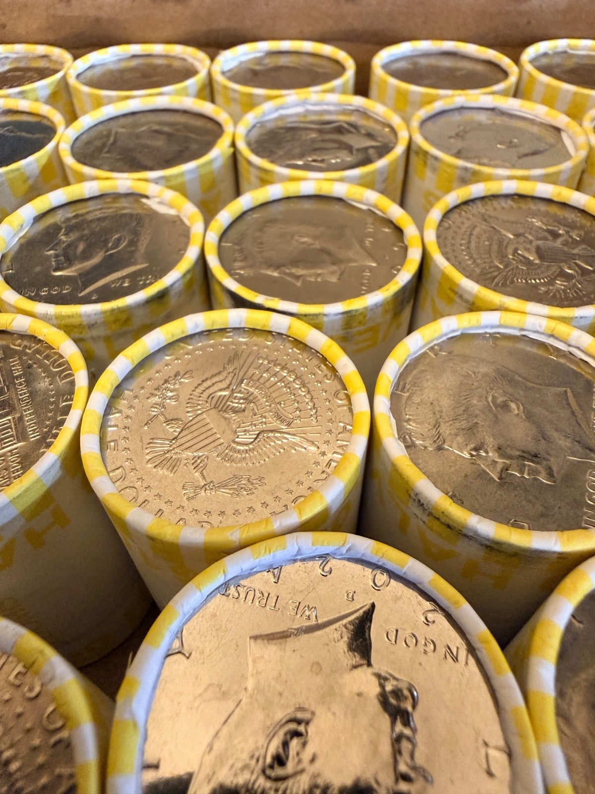 LOW PRICE! Lot of (3) Unsearched Kennedy Half Dollar Bank Rolls $30 Face Value