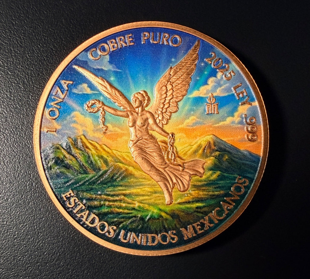 2025 Colorized Libertad Copper Rounds 1 oz .999 Fine Copper Lot of 2 Mexico
