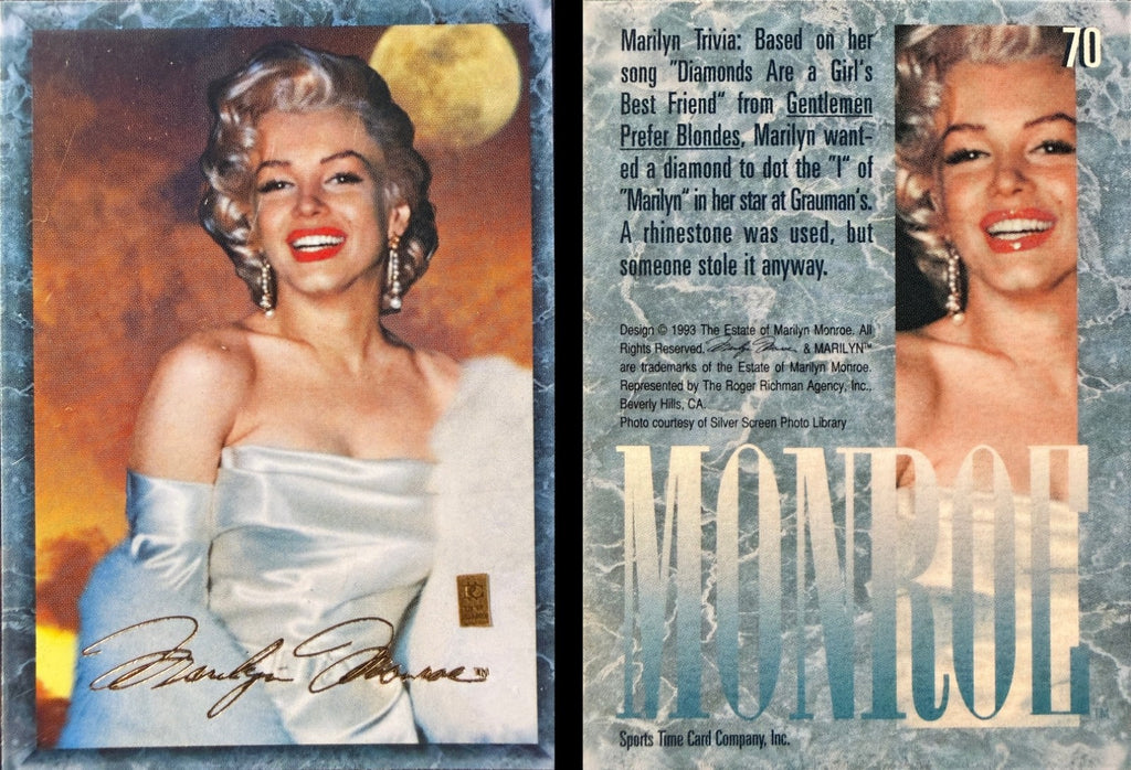 Marilyn Monroe 1993 Gold Trading Card 1/4 Grain .999 Gold - Choose Your Card