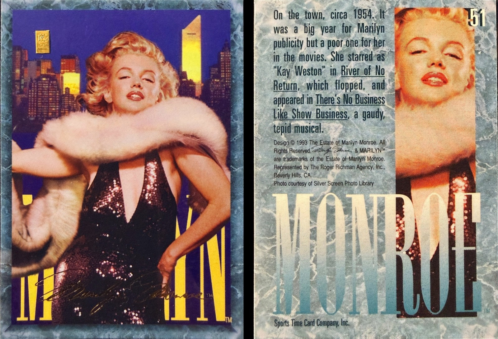 Marilyn Monroe 1993 Gold Trading Card 1/4 Grain .999 Gold - Choose Your Card