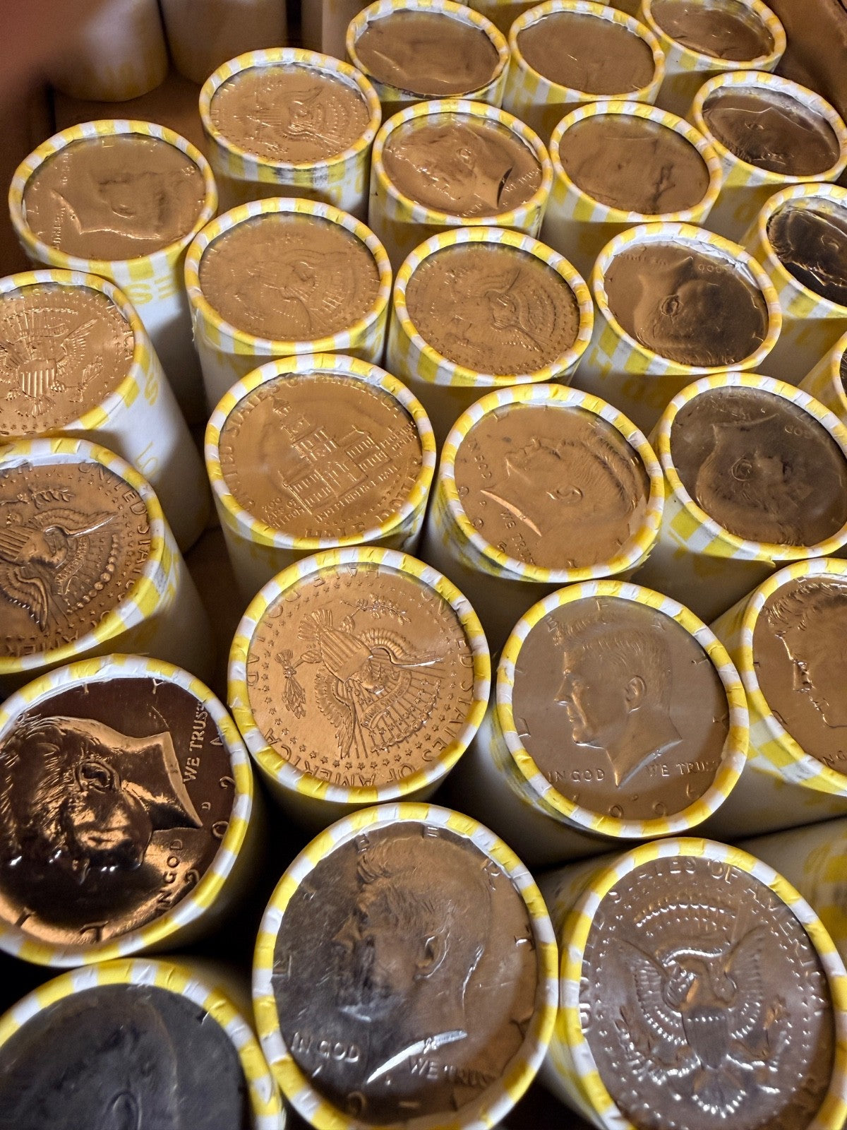 LOW PRICE! Lot of (3) Unsearched Kennedy Half Dollar Bank Rolls $30 Face Value