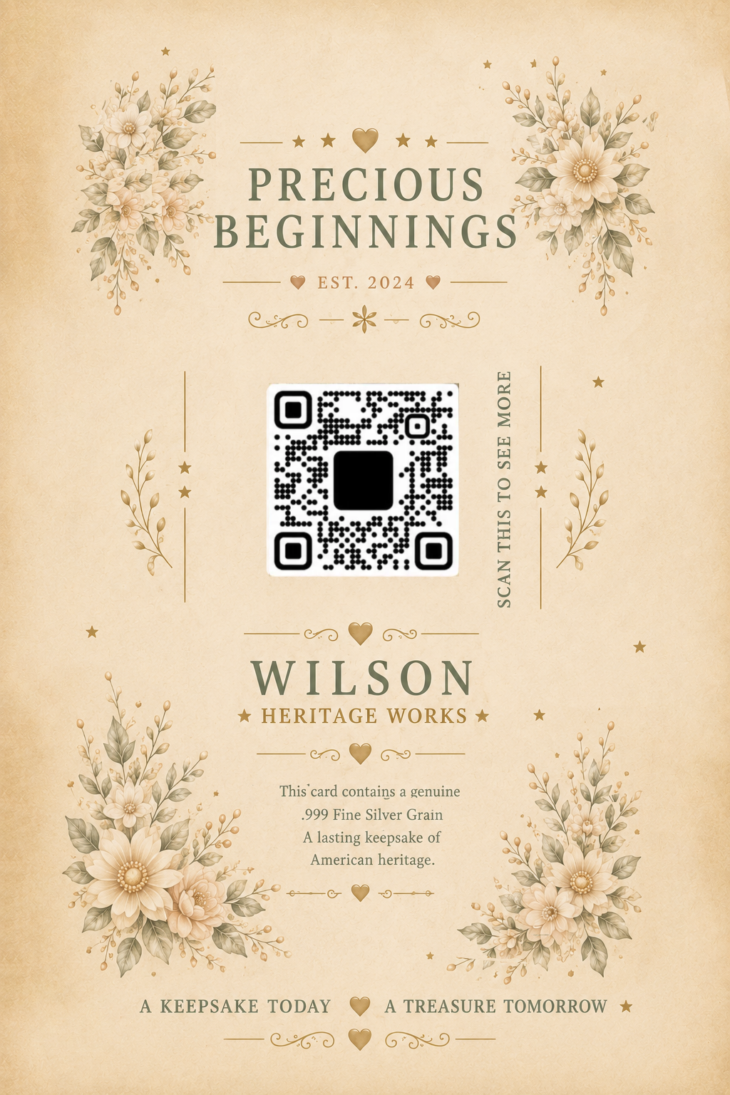 Precious Beginnings Silver Card - Back
