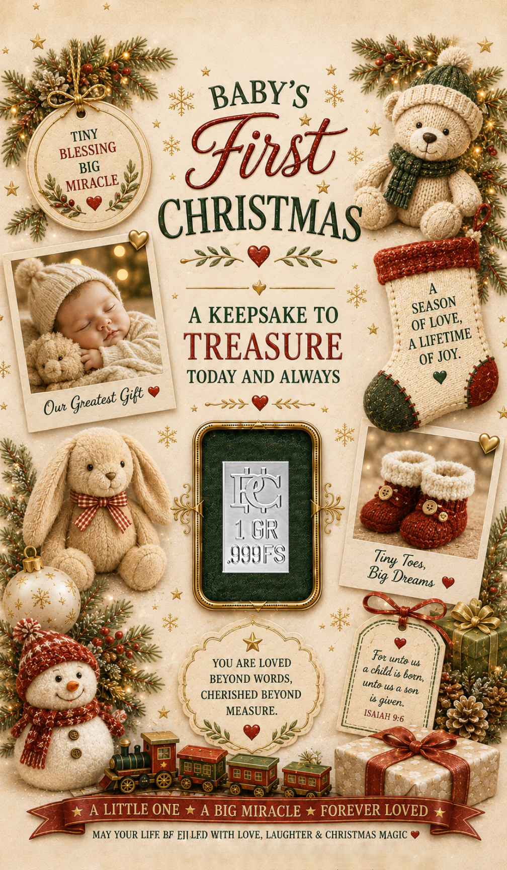Baby's First Christmas Silver Card - Front