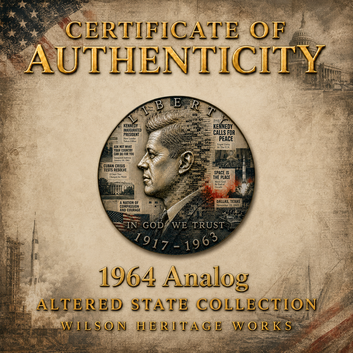 1964 Analog | Altered State Collection | Kennedy Half Dollar Art