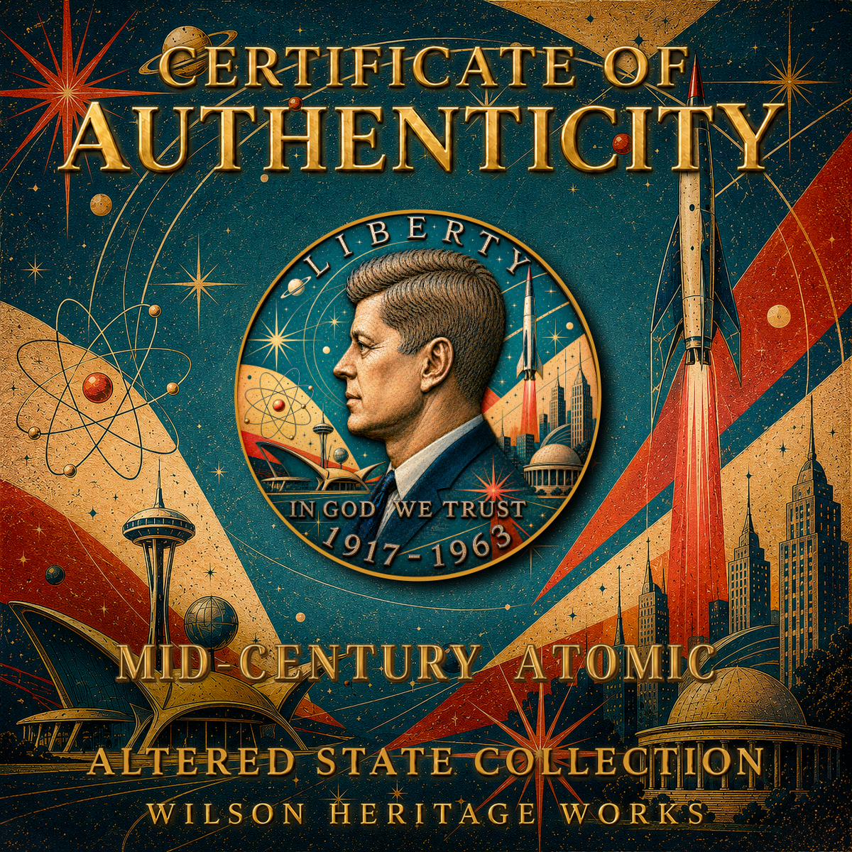 Mid-Century Atomic | Altered State Collection | Kennedy Half Dollar Art