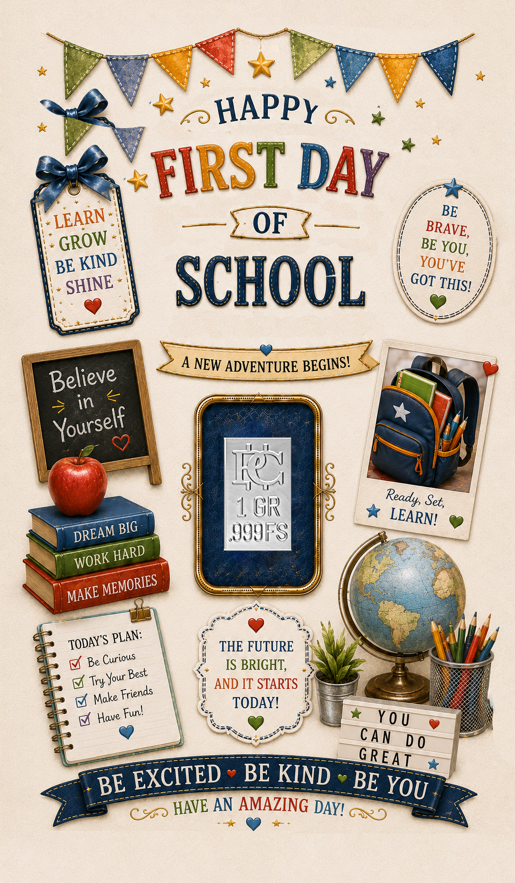 First Day of School Silver Card - Front