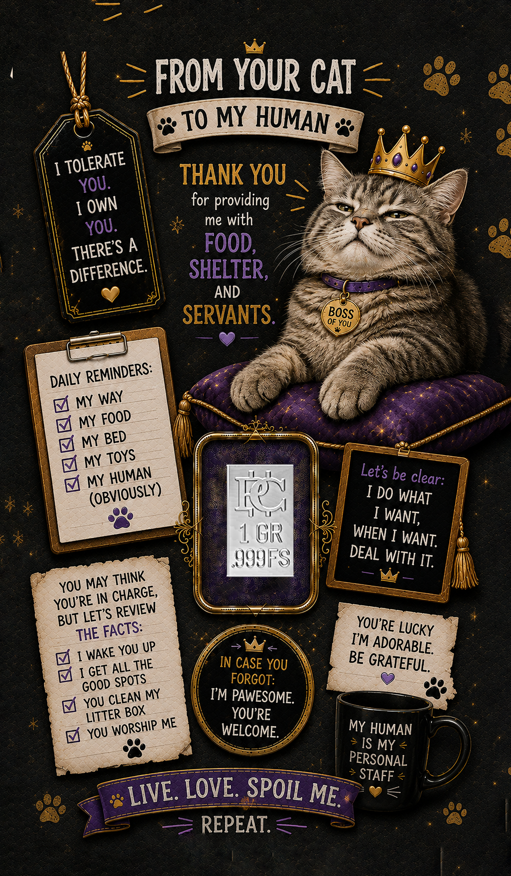 From Your Cat to My Human Silver Card - Front