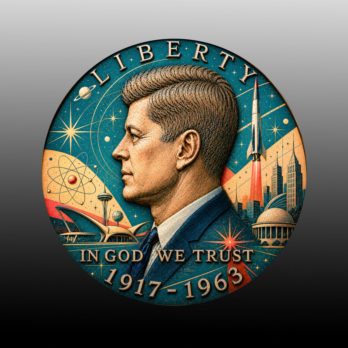 Mid-Century Atomic | Altered State Collection | Kennedy Half Dollar Art