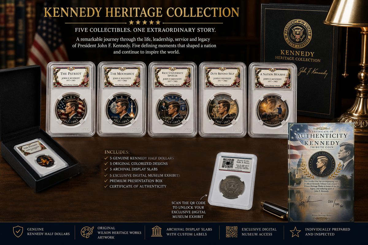 Colorized Kennedy Half Dollar | Kennedy Heritage Collection | Complete Set of Five