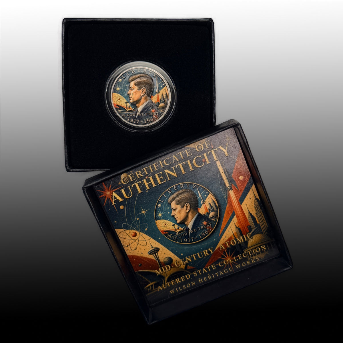 Mid-Century Atomic | Altered State Collection | Kennedy Half Dollar Art
