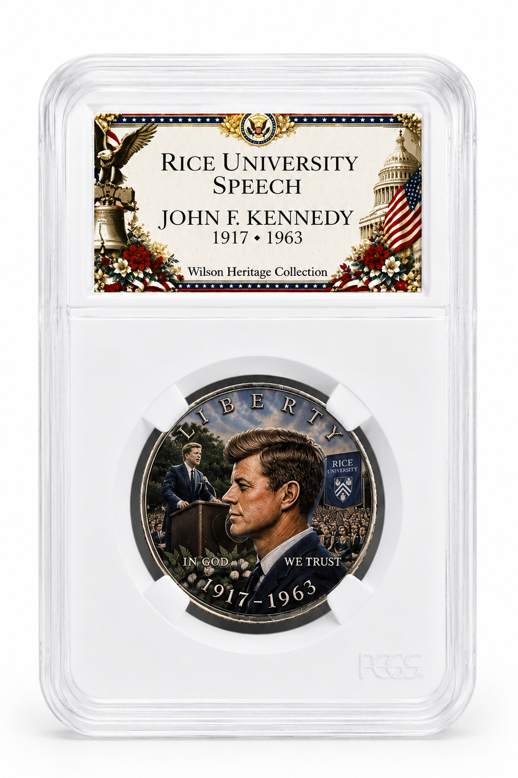 Colorized Kennedy Half Dollar | Kennedy Heritage Collection | Rice University
