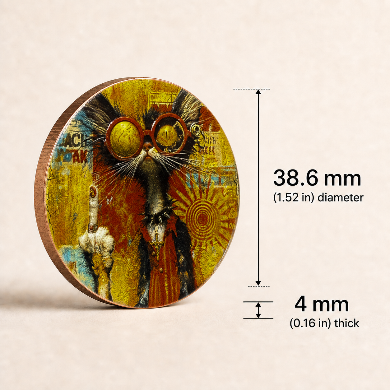 The Boss – 3D-Printed Copper Cat Art Token